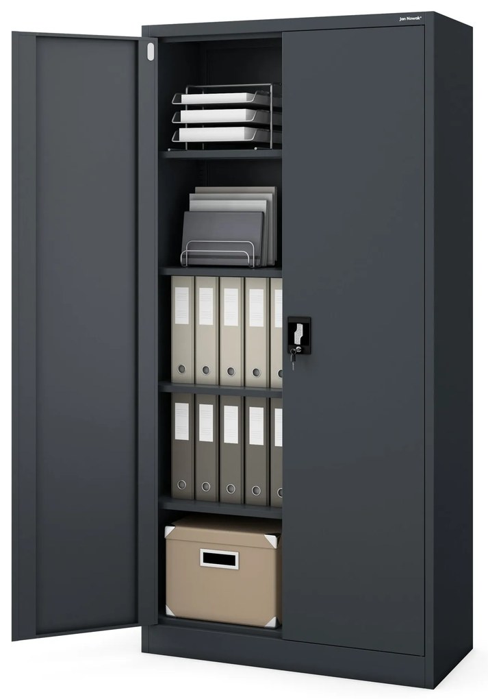 Fém iratszekrény JAN, 900 x 1850 x 400 mm, antracit