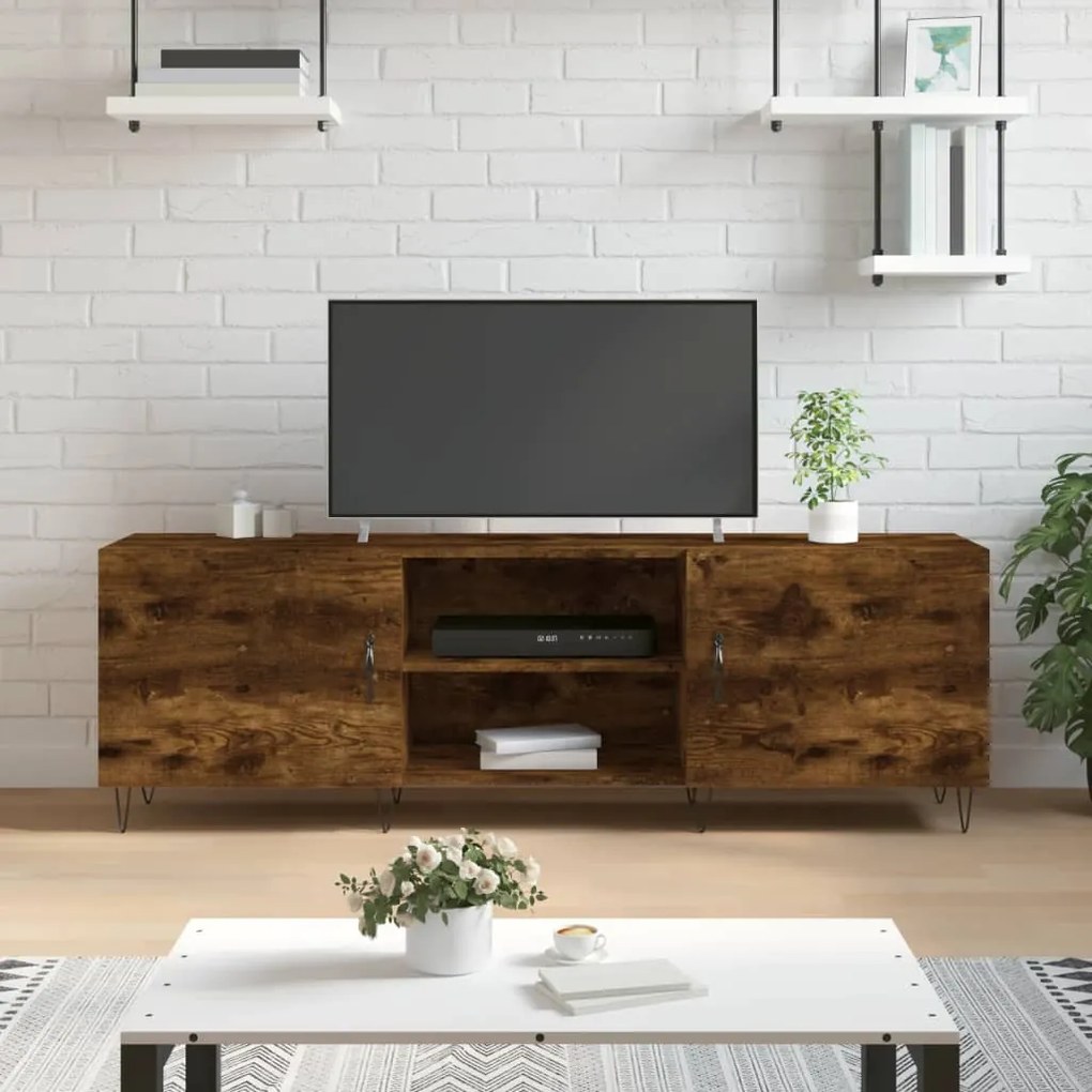 füstös tölgy színű szerelt fa TV-szekrény 150 x 30 x 44,5 cm