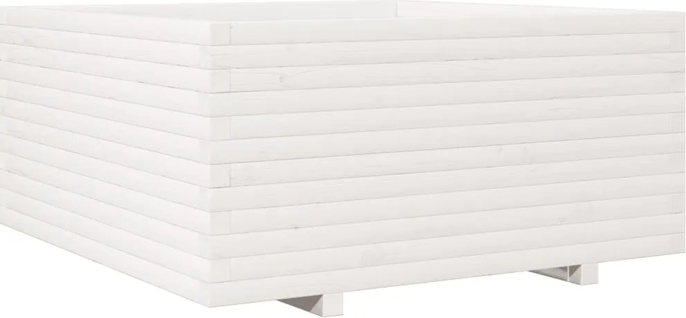 vidaXL fehér tömör fenyőfa kerti virágláda 100 x 100 x 49,5 cm