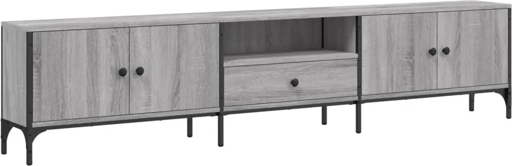 vidaXL szürke sonoma színű szerelt fa TV-szekrény fiókkal 200x25x44 cm