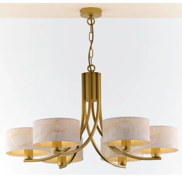 Jupiter 2098 - Láncos csillár ARTHUR 6xE27/15W/230V fehér/arany/márvány dekor