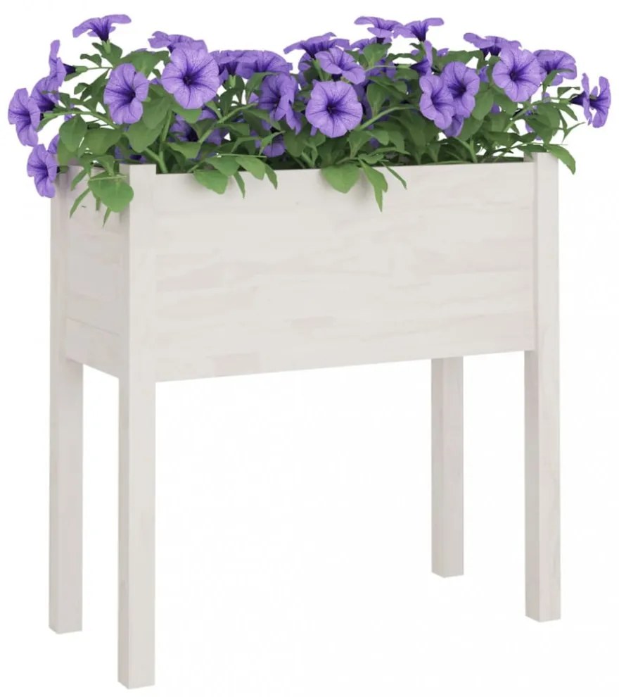 2 db fehér tömör fenyőfa kerti virágtartó 70 x 31 x 70 cm