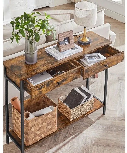 Oldalsó asztal LUVOR barna/fekete