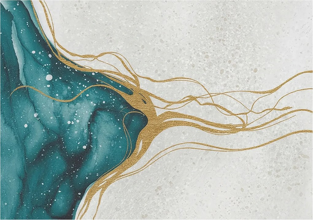 Flizelin tapéta Divatos 3D fali ragasztó Türkiz vonalak 312x219 Ragasztó