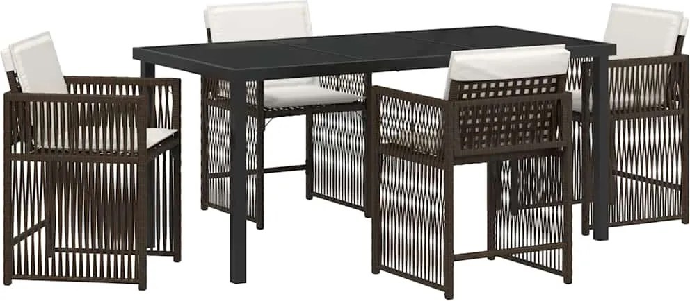 vidaXL Kert étkező szett 5 pcs Barna polirattan