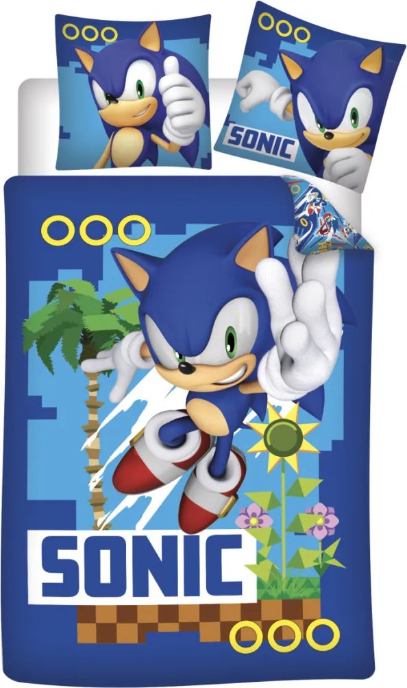 Sonic a sündisznó Turbo gyerek, ovis ágyneműhuzat 100×135cm, 40×60 cm