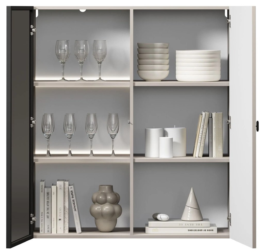 Lorini fali vitrin 100 cm - kasmír / fekete T-bar fogantyú