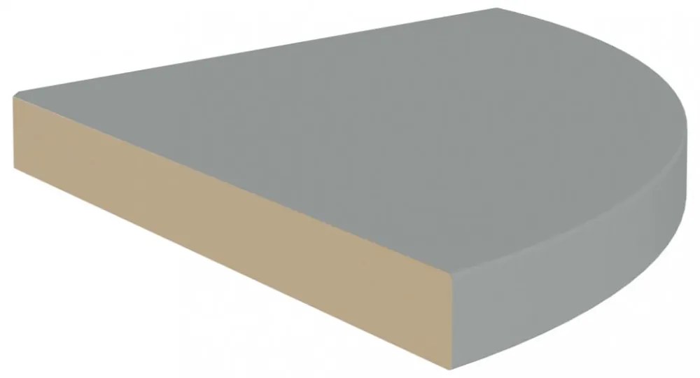 magasfényű szürke MDF lebegő sarokpolc 35 x 35 x 3,8 cm