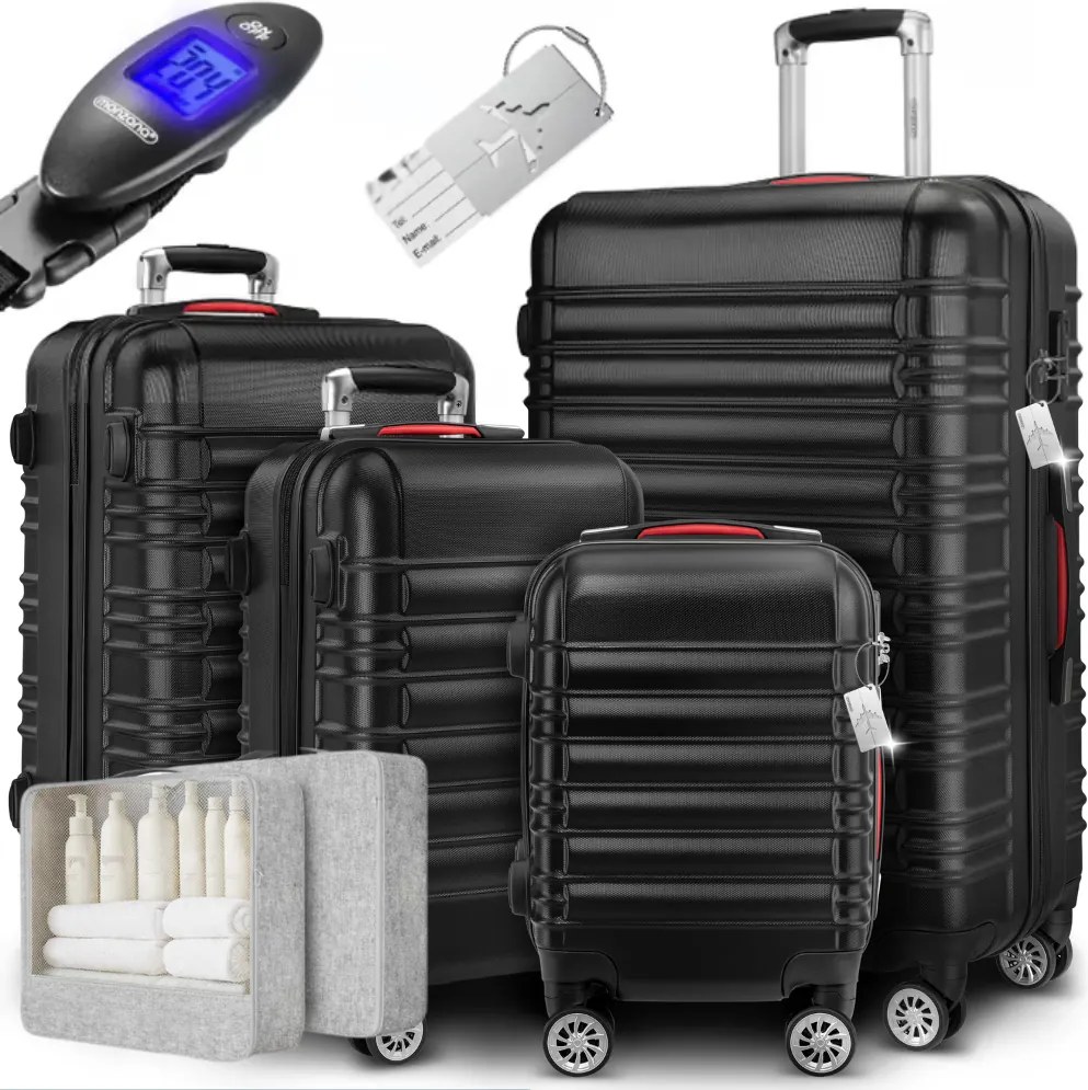 AERO keményfedeles bőröndszett, 4 részes, ABS, fekete Monzana