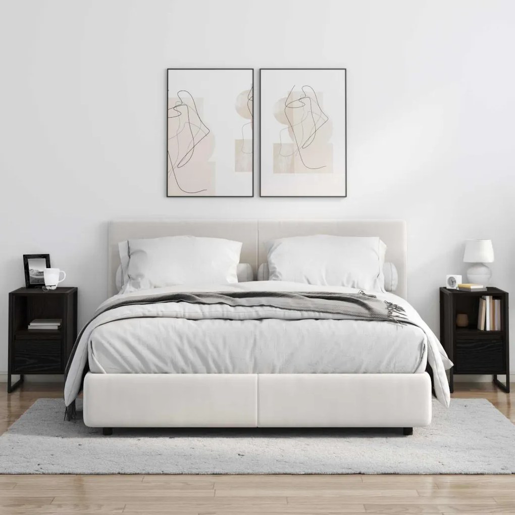 vidaXL Éjjeli asztal fiókkal Fekete tölgy 39,5 x 30 x 50 cm Faanyag