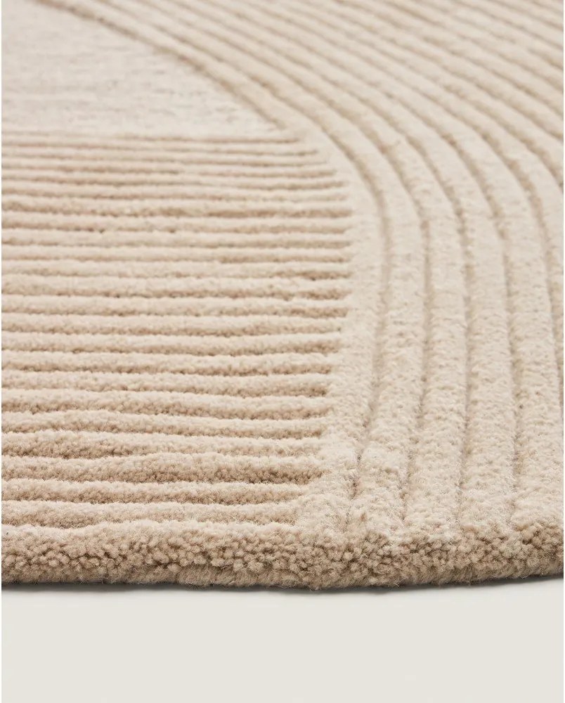 Krémszínű kézi szövésű gyapjú kerek szőnyeg ø 200 cm Domm – Kave Home