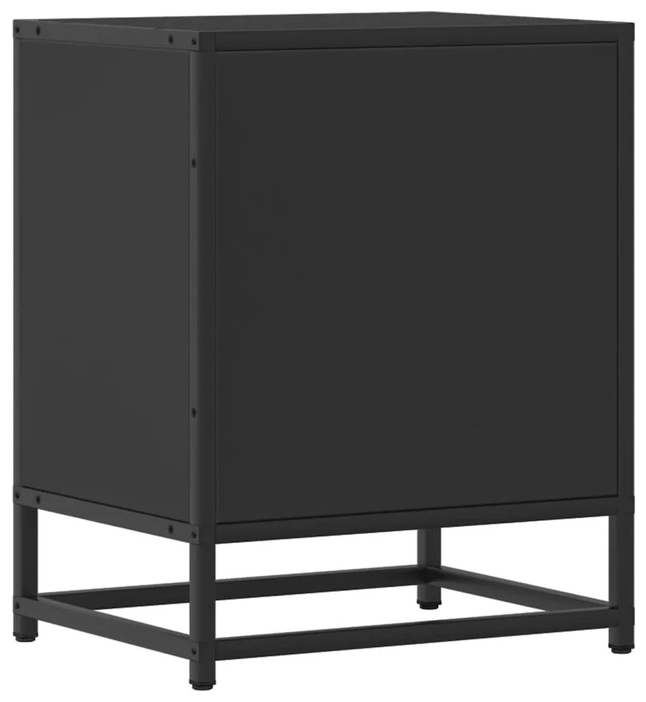 éjjeliszekrények 2 db Fekete 40x31x50 cm Méretezett fa és fém