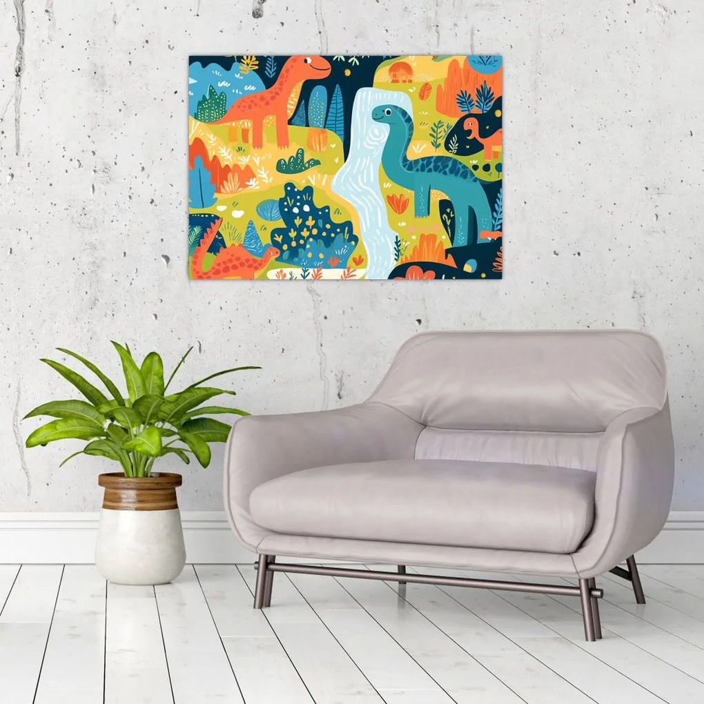 Kép - Vidám dinoszauruszok (70x50 cm)
