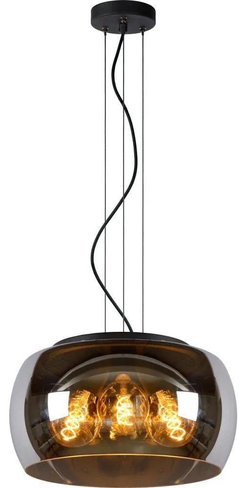 Lucide 45401/40/65 - Csillár zsinóron OLIVIA 3xE27/40W/230V átm. 40 cm fekete