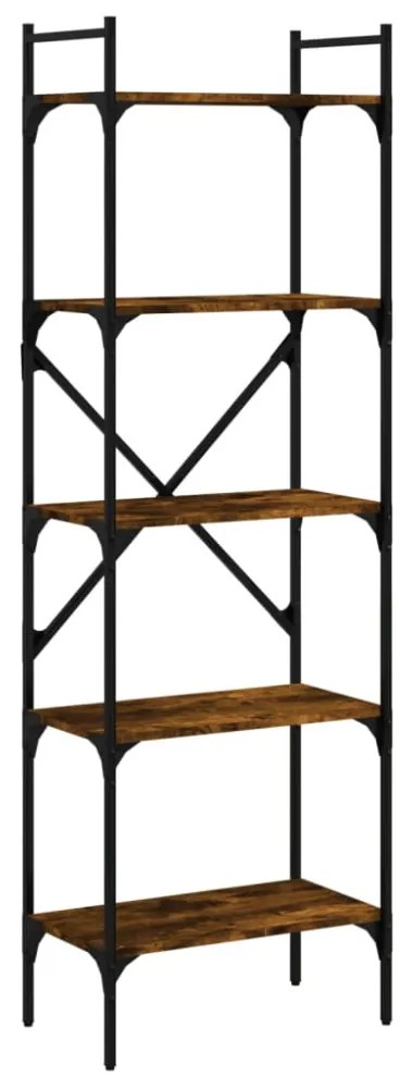 5 szintes füstös tölgy színű fa könyvespolc 56 x 31,5 x 174 cm