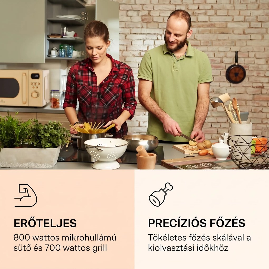 Klarstein Julieta, mikrohullámú sütő grillel, 20 l, 700 / 800 W, Ø 25,5 cm, 8 program