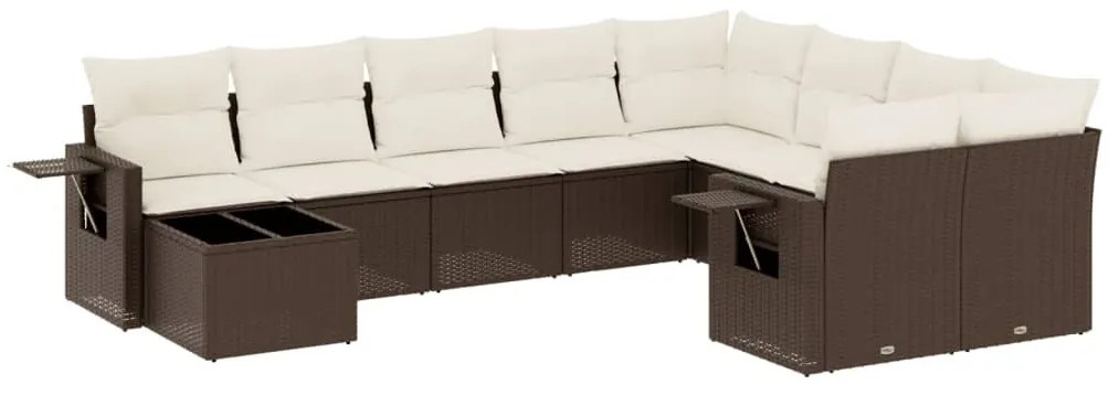 10 részes barna polyrattan kerti ülőgarnitúra párnákkal