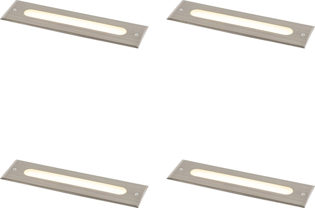 4 darabos modern földbe süllyeszthető lámpa szett acél 30 cm LED-del IP65 - Eline