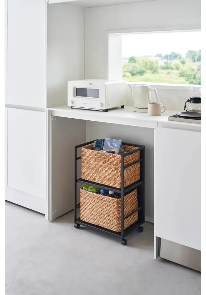 Fekete fém gurulós polcos állvány 42x60 cm Tower – YAMAZAKI