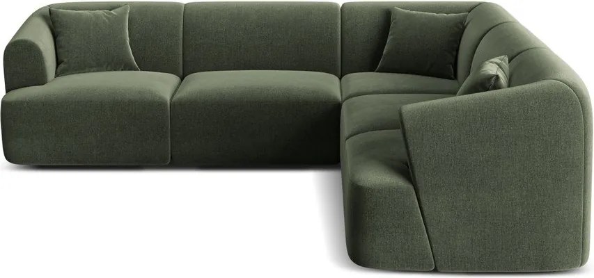 Zöld bársony sarokkanapé Campi – Cosmopolitan Design