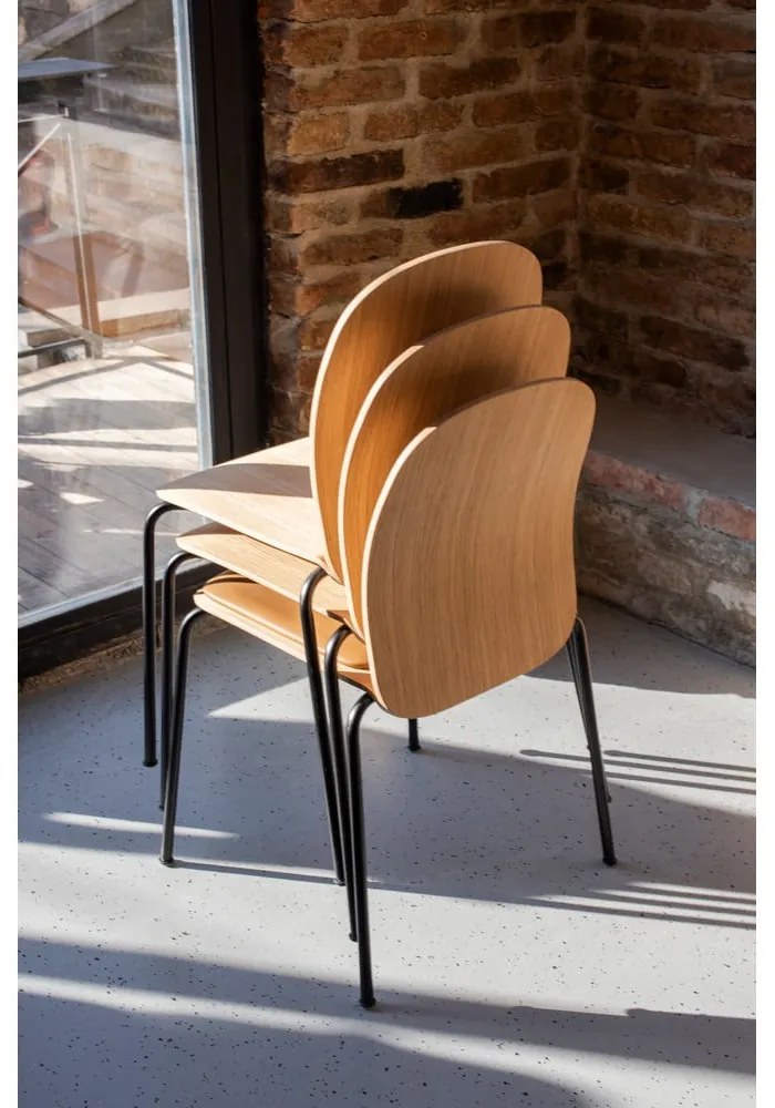 Natúr színű rakásolható étkezőszék szett 2 db-os tölgyfa dekorral Book – Gazzda