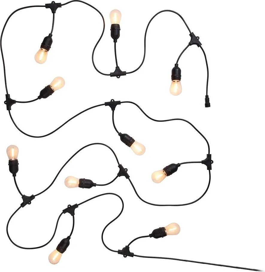 BULB LIGHTS kültéri égősor fali csatlakozóval, fekete 10 égő
