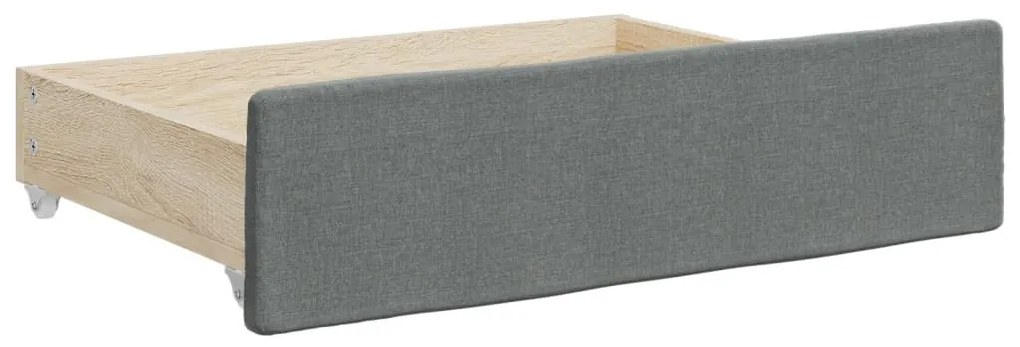 sötétszürke kihúzható szövet heverő fiókokkal 90 x 200 cm