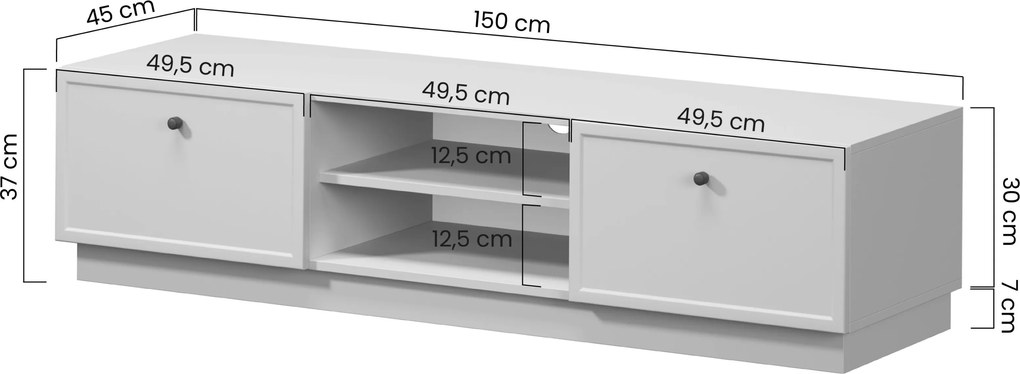 Lorini TV-szekrény 150 cm fiókokkal - kasmír / arany T-bar fogantyúk