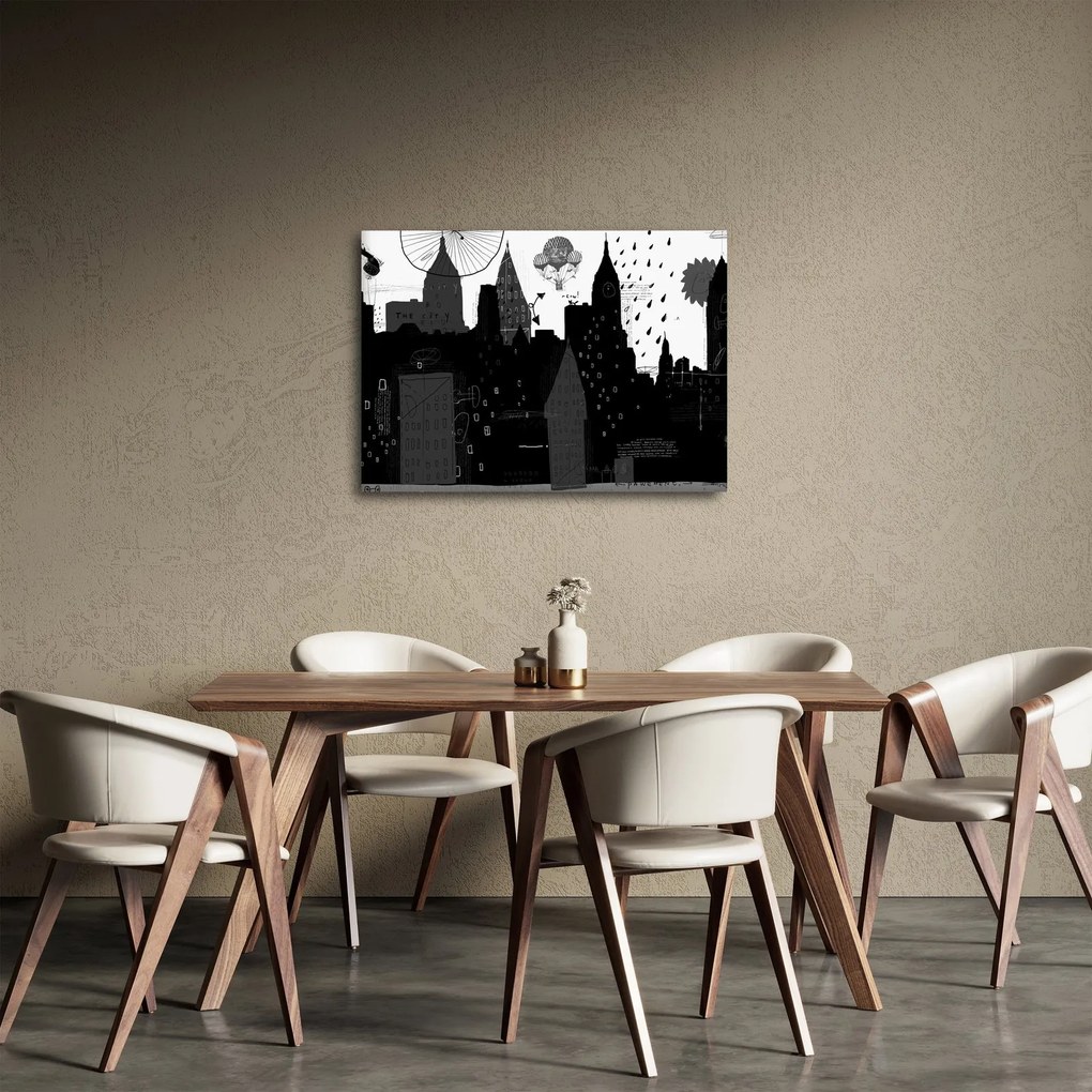 Kép - Város feliratokkal és mintákkal (70x50 cm)