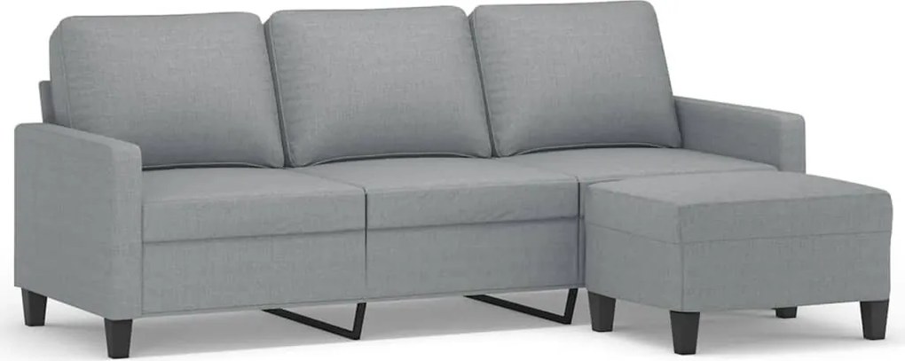 vidaXL 3 személyes világosszürke szövet kanapé lábtartóval 180 cm