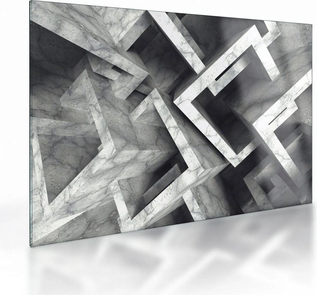 Absztrakt kép kocka (üvegen) (70x50 cm)