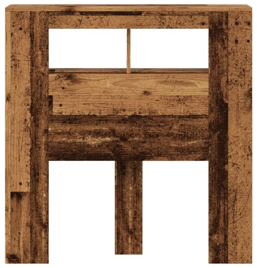 antik fa színű szerelt fa LED-es fejtámla 100x18,5x103,5 cm
