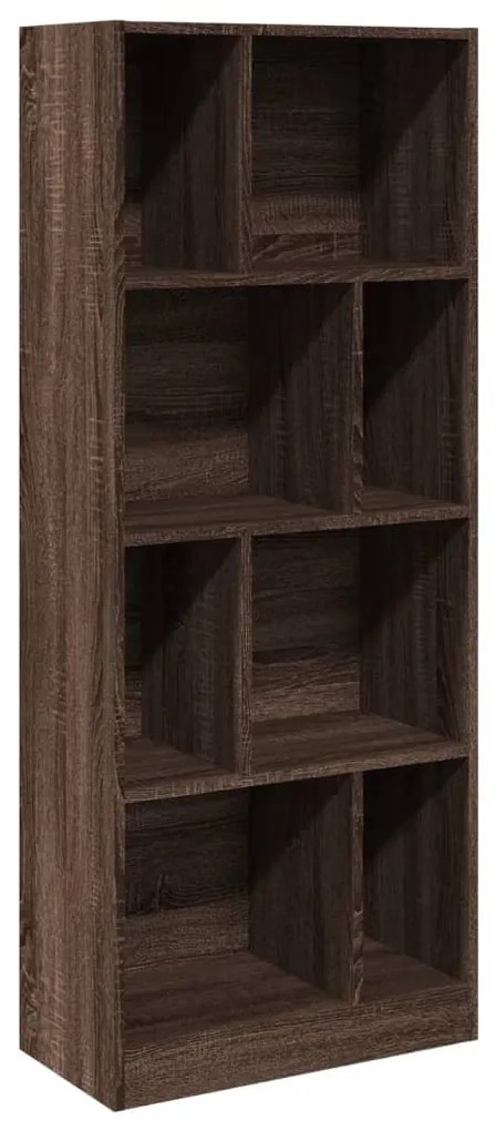 barna tölgy színű szerelt fa könyvszekrény 57 x 28,5 x 141 cm