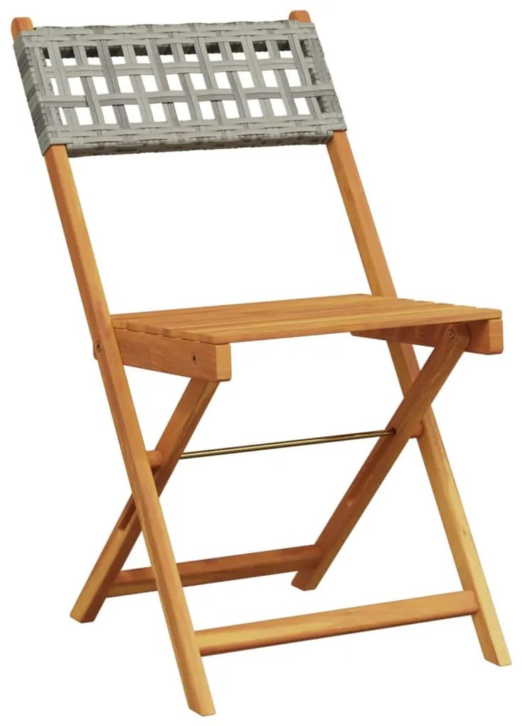 vidaXL 3 részes szürke polyrattan és tömör fa bisztrószett