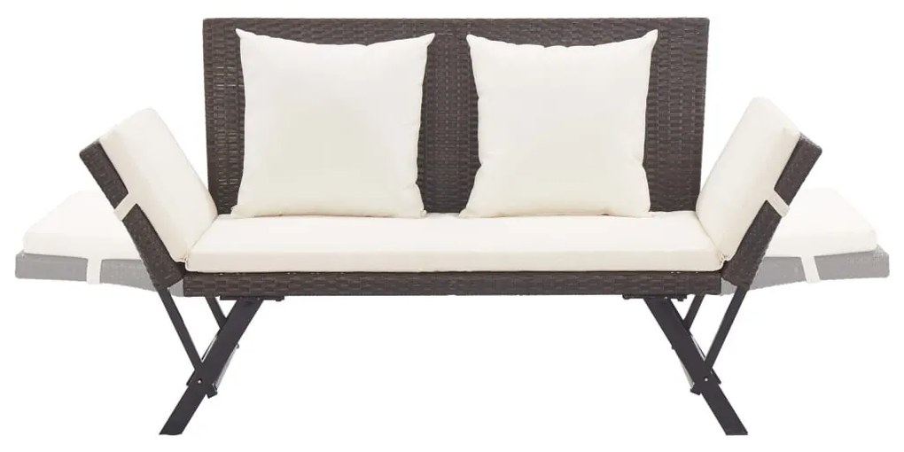 barna polyrattan kerti pad párnával 176 cm