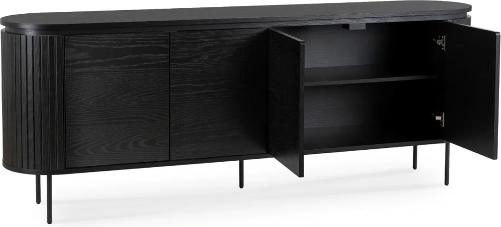 Komód 200 cm, négyajtós kivitelben, fekete színben BECK