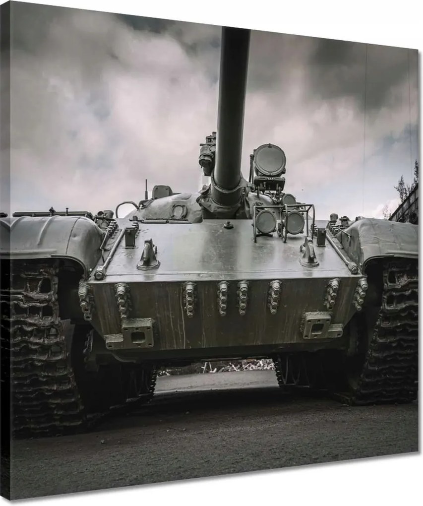 Vászonkép 40x40 Régi tank a háttérben törmelék