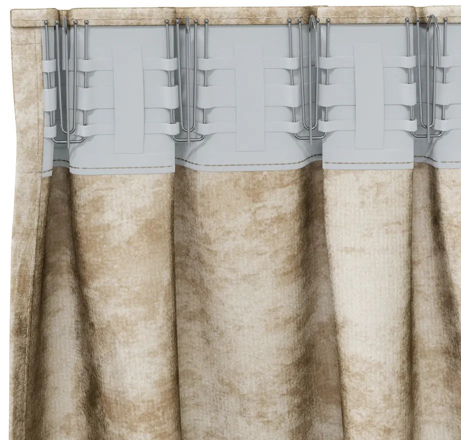 Velúr Függönyök 2 db Fémrúd zsebes Krém 225x140 cm