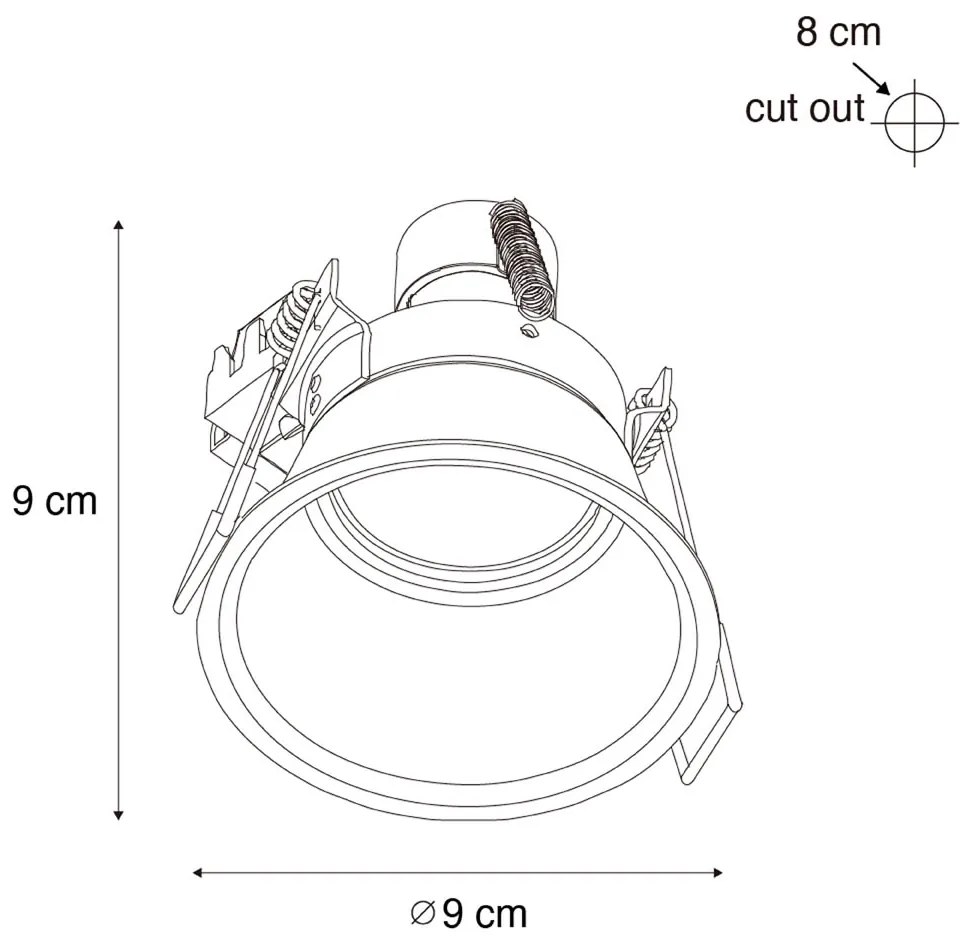 6 darabos modern beépíthető spotlámpa szett fekete arannyal GU10 50mm IP44 - Dept