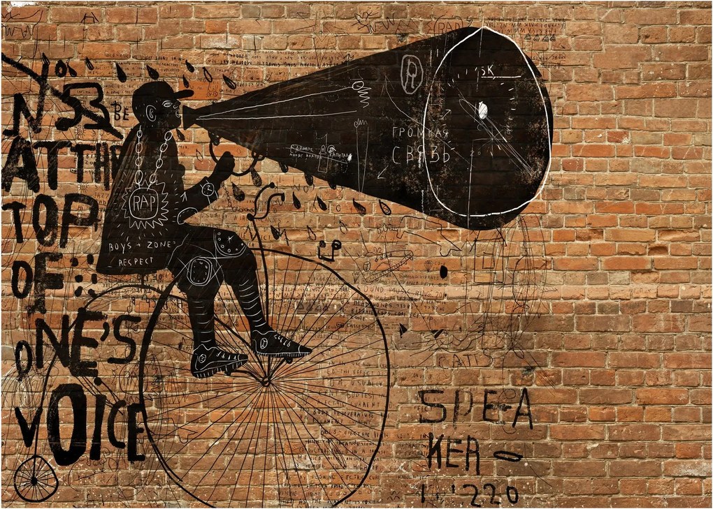 Kép - Férfi kerékpáron Banksy stílusában (üvegen) (70x50 cm)