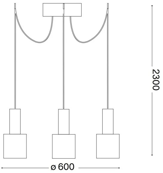 Ideal Lux - Csillár zsinóron HOLLY 3xE27/60W/230V pók fekete