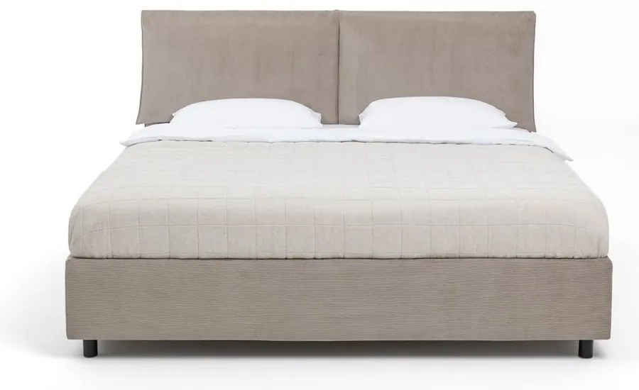 Kárpitozott franciaágy taupe színű, tárolóhellyel, matraccal/ráccsal 180x200 cm Myra Pillow - Bonami Selection