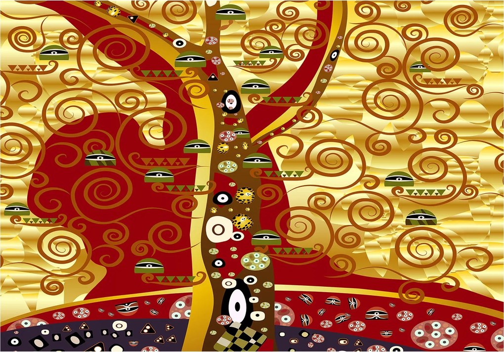 Fotótapéta Az élet fája Klimt arany modern vinil 254x184 +ragasztó