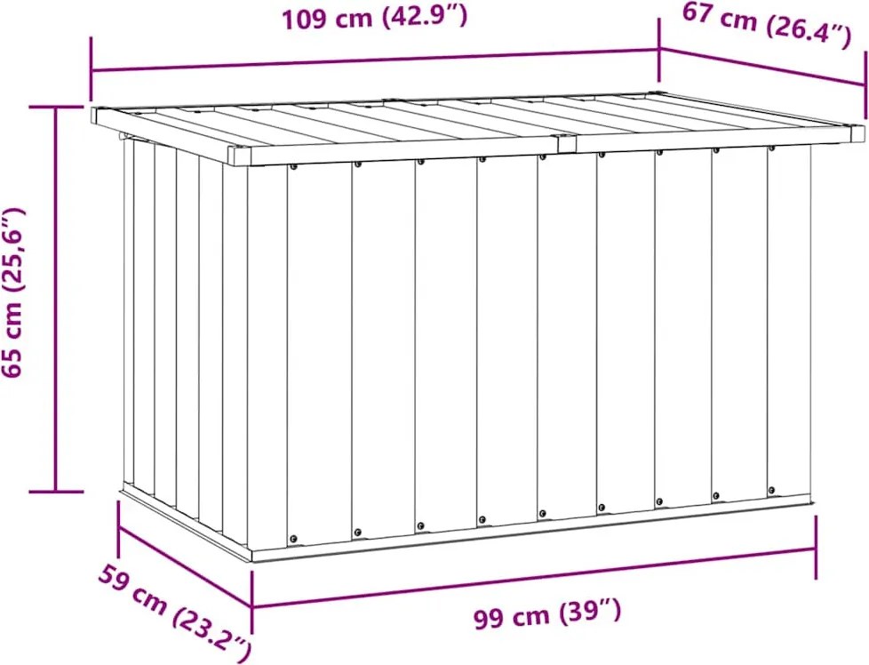 vidaXL barna kerti tárolóláda 109 x 67 x 65 cm
