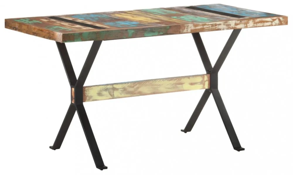 tömör újrahasznosított fa étkezőasztal 140 x 70 x 76 cm