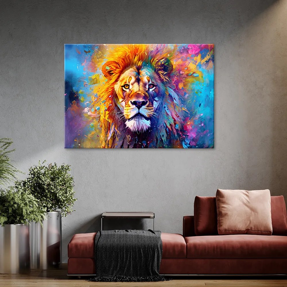 Gario Vászonkép Színes oroszlán Méret: 100 x 70 cm