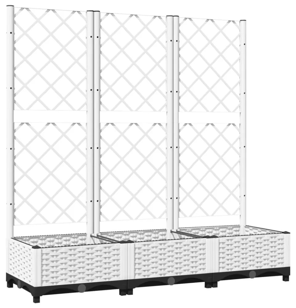 fehér polipropilén rácsos kerti ültetőláda 120 x 40 x 121,5 cm