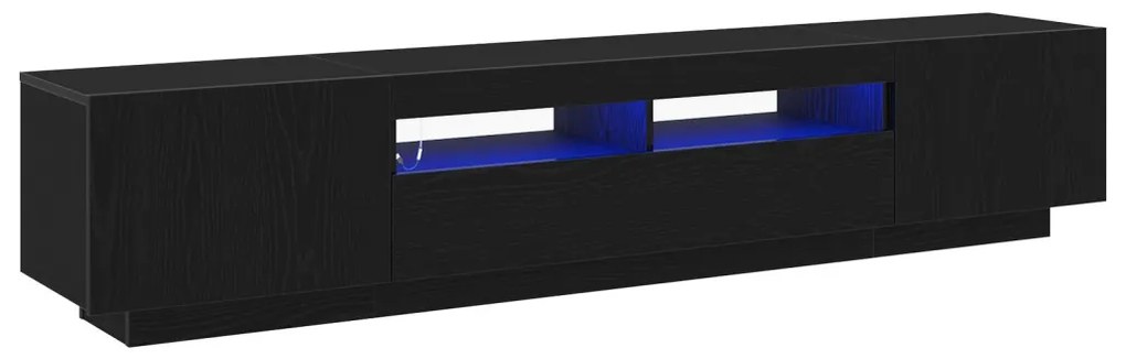 TV állvány LED világítással - Fekete tölgy, 200x35x40 cm, műszakilag megmunkált fa