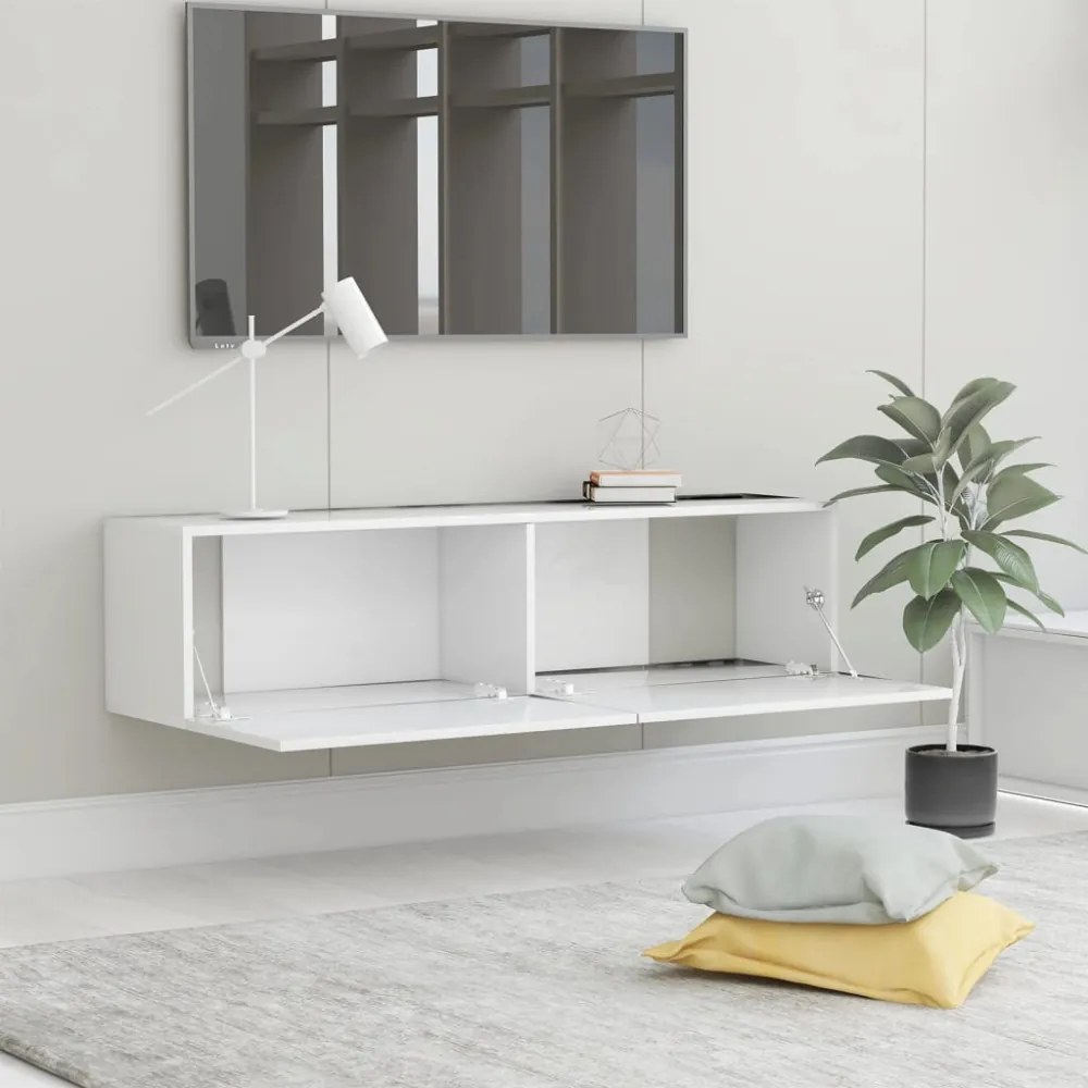 füstös tölgy színű szerelt fa fali TV-szekrény 120 x 30 x 30 cm