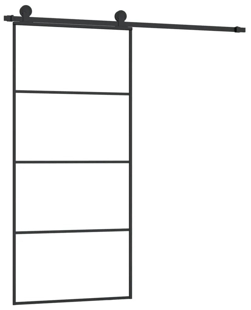 ESG üveg és alumínium tolóajtó fémszerelvény-szettel 90x205 cm